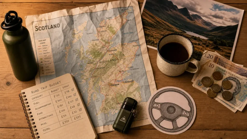 Budget road trip ecosse, carte et carnet pour 5 à 15 jours