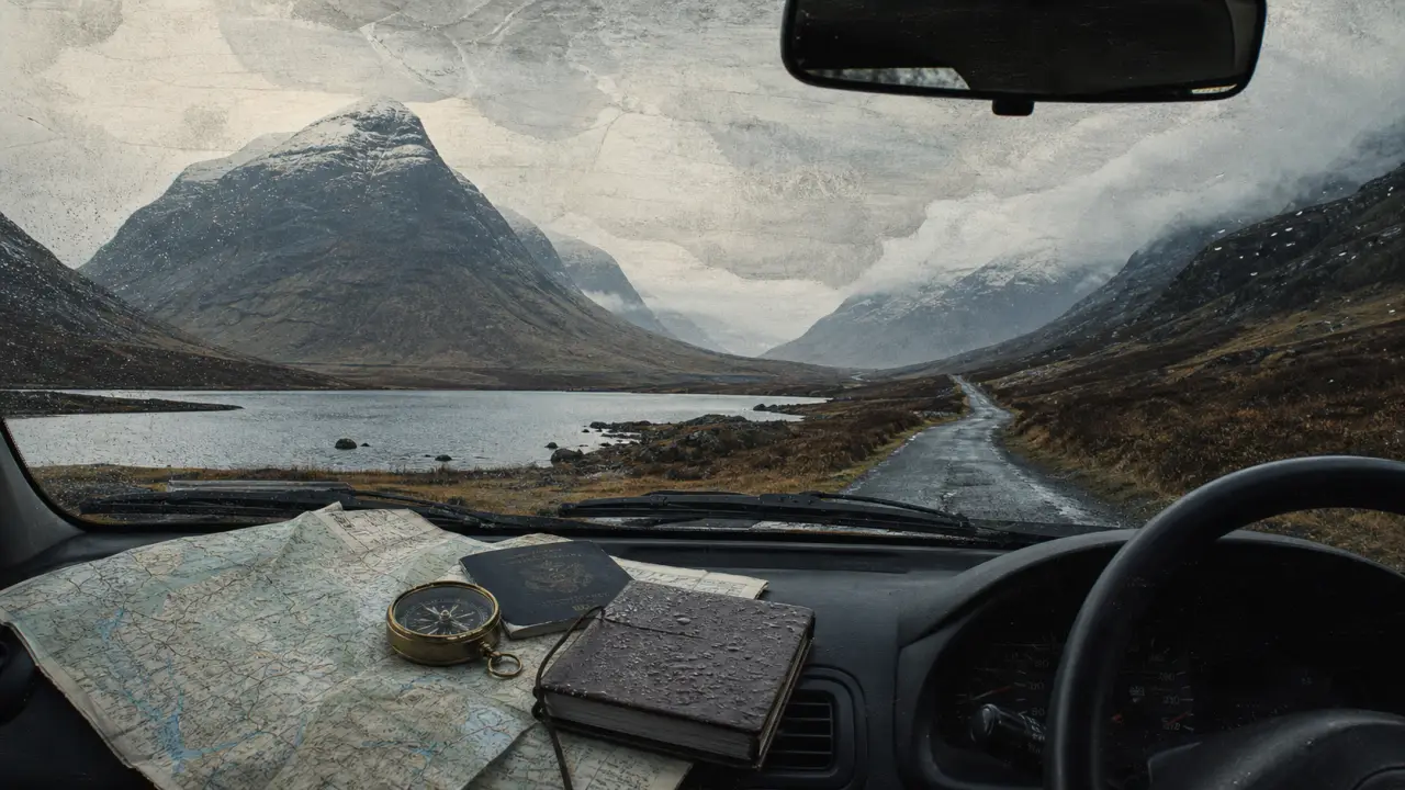 L’Écosse : route étroite des Highlands, conduite à gauche, voiture de location