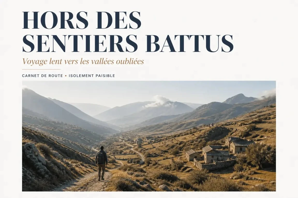 Voyage hors des sentiers battus dans une vallée isolée avec route de montagne et village local