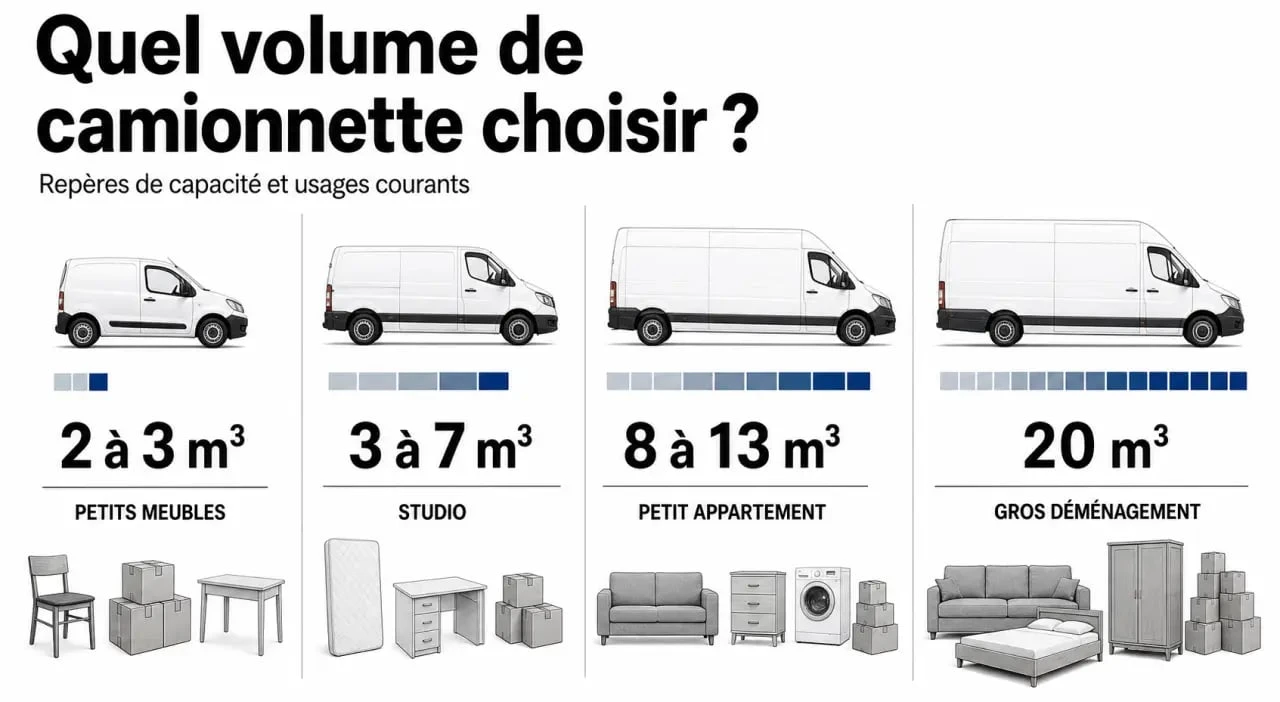 Comparatif de la location camionnette entre particulier selon le volume utile et l’usage