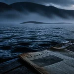 Monstre du loch ness au Loch Ness, brume et forme sombre au crépuscule