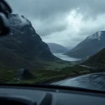 1 semaine en ecosse : route humide vers Glencoe, Highlands, vue depuis la voiture