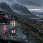 Autotour ecosse 1 semaine : route à gauche vers Skye, Glencoe brumeux