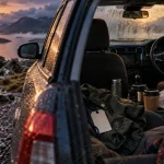 Blog ecosse : voiture de location sur parking, carte d’itinéraire des Highlands