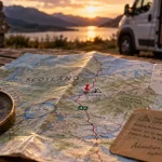 carte des campings en écosse, itinéraire et camping marqué