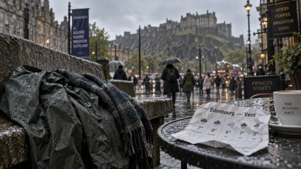 Climat edimbourg : vent d’est, averses courtes, imperméable à Old Town
