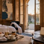Dormir dans un chateau : chambre avec spa, peignoir et petit-déjeuner