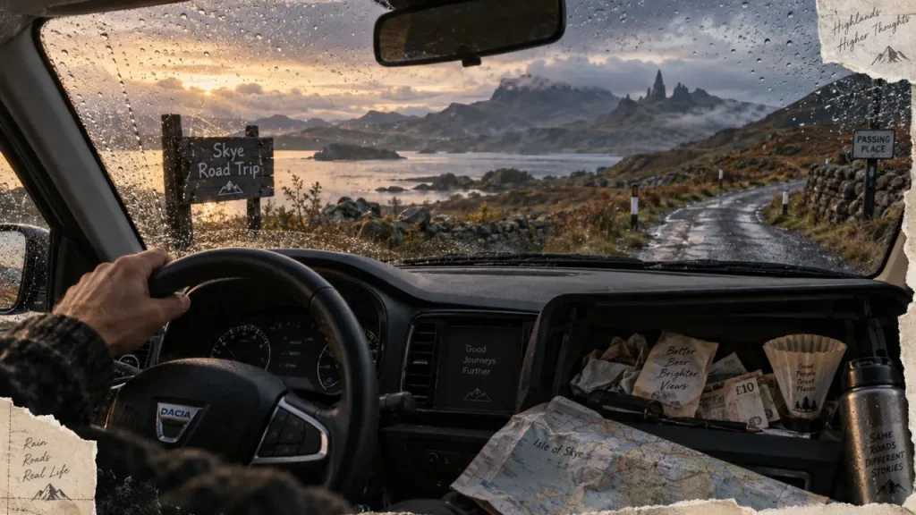 Écosse en juillet : route des Highlands, passer par une passing place