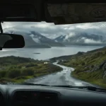 Écosse en mai : route calmes aux Highlands, vue depuis la voiture