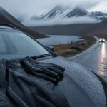 Écosse en novembre, route humide vers Glencoe, brume et phares