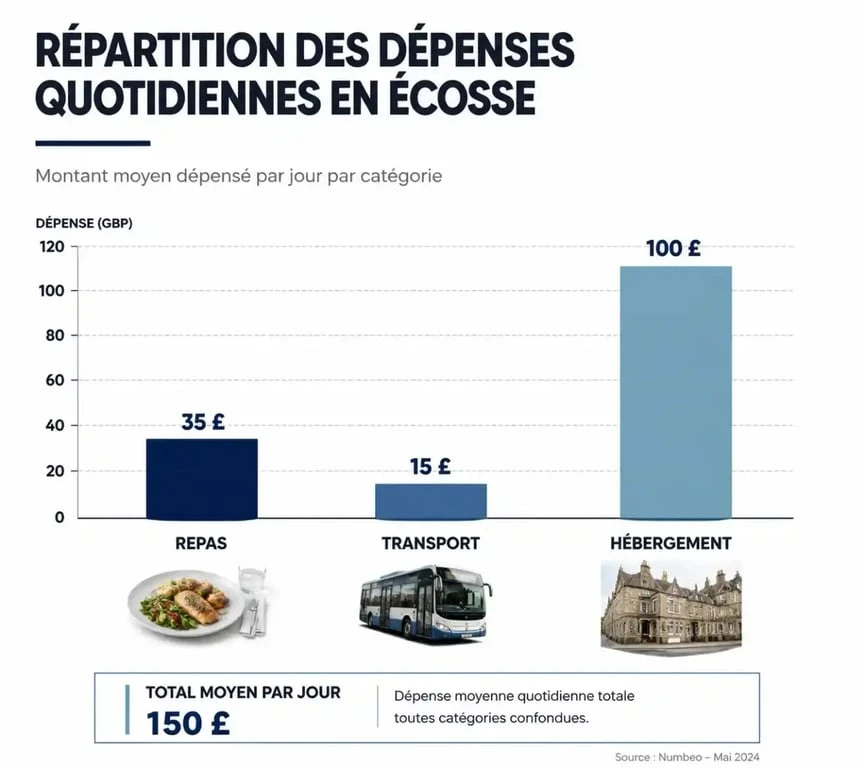 Répartition des dépenses quotidiennes pour un budget voyage écosse
