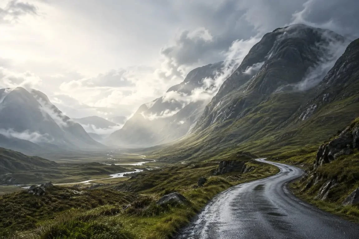 Voyage en Écosse Highlands : paysage de la vallée de Glencoe