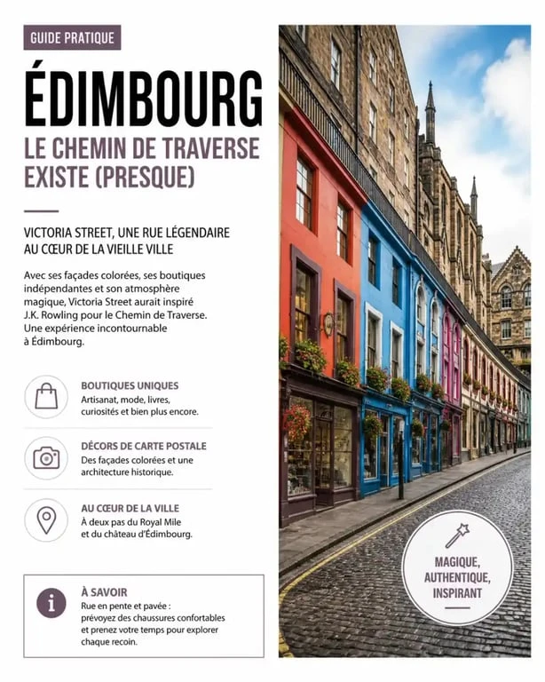 Victoria Street à Édimbourg, inspiration réelle du Chemin de Traverse dans Harry Potter