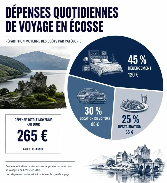 Répartition du budget quotidien pour organiser un voyage en Écosse