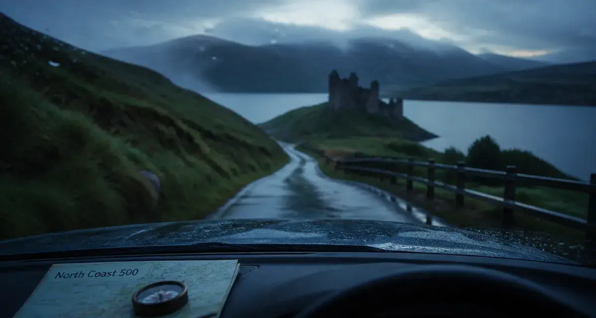 Quand visiter l'Écosse : route des Highlands, loch brumeux et château en ruine