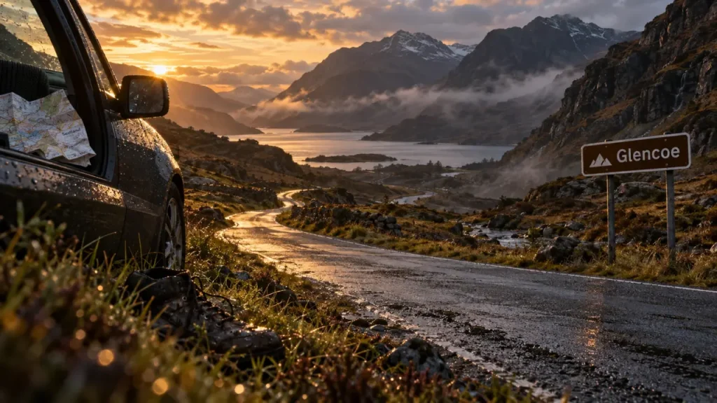 Sejour ecosse 5 jours : route vers Glencoe, brume et montagnes en Écosse