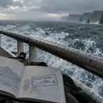 Voyage Irlande Écosse circuit : ferry mer d’Irlande, garde-corps humide