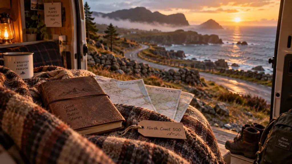 Accommodation north coast 500 : van et cartes sur la route côtière écossaise