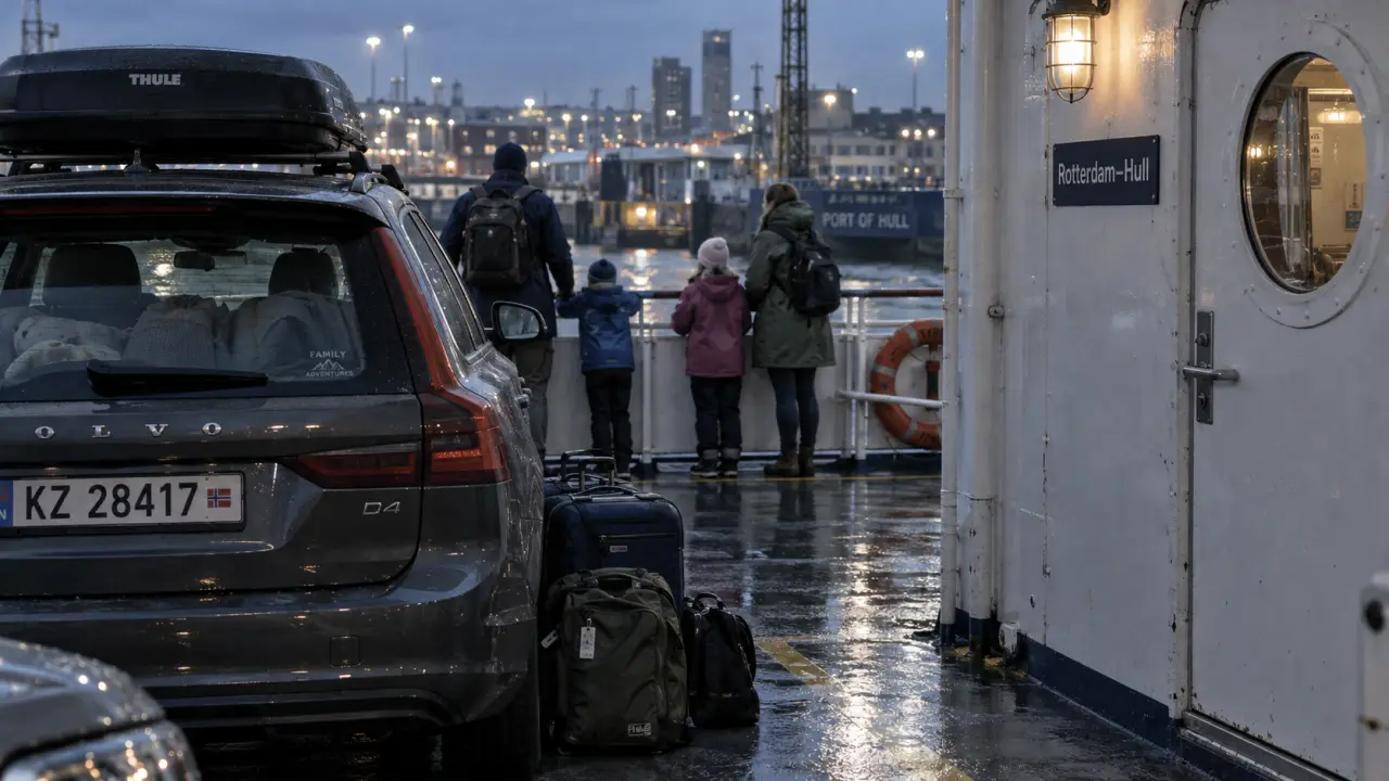 Ferry Belgique Écosse 2025 : voiture sur pont, départ vers Édimbourg