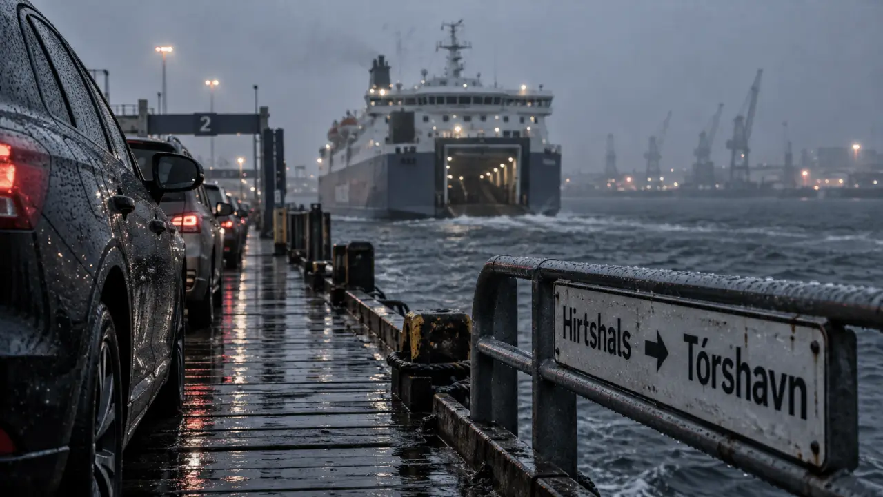 Ferry écosse îles féroé via Hirtshals, quai nordique et voiture embarquant