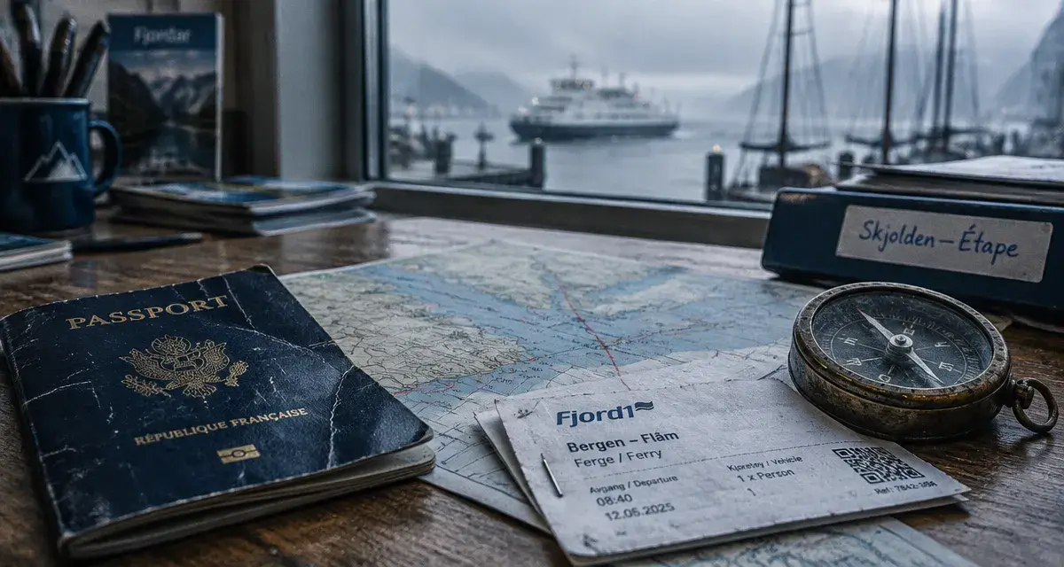 Ferry écosse norvège : billet et carte sur le port