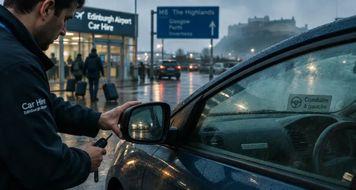 Location de voiture ecosse edimbourg : clé, conduite à gauche près de l’aéroport