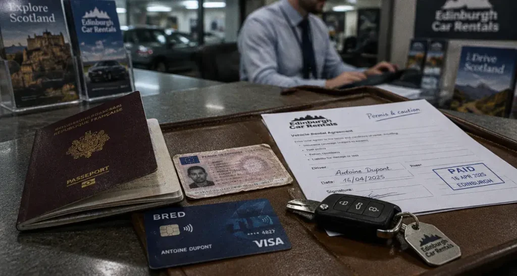 Location voiture Écosse permis francais : carte bancaire et permis au comptoir