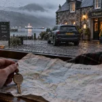 North Coast 500 hotels : hôtel à Ullapool, clé de chambre et carte de la route