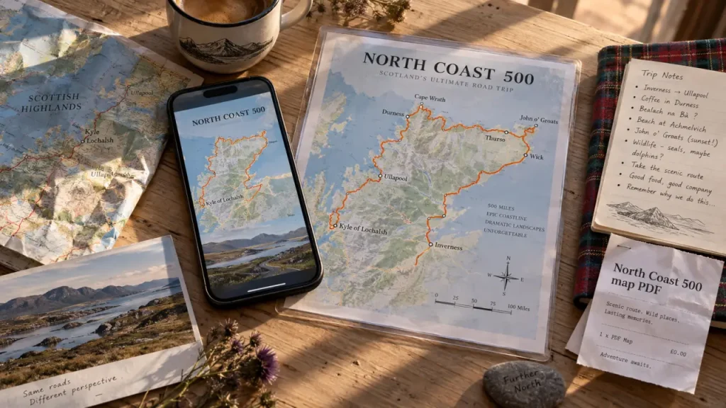 North coast 500 map pdf : carte officielle et itinéraire sur feuille