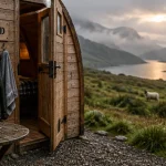 North Coast 500 pods : pod bois sur gravier, Highlands brumeux