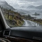 Road trip une semaine ecosse : route des Highlands vers Skye, conduite à gauche, pluie et brume