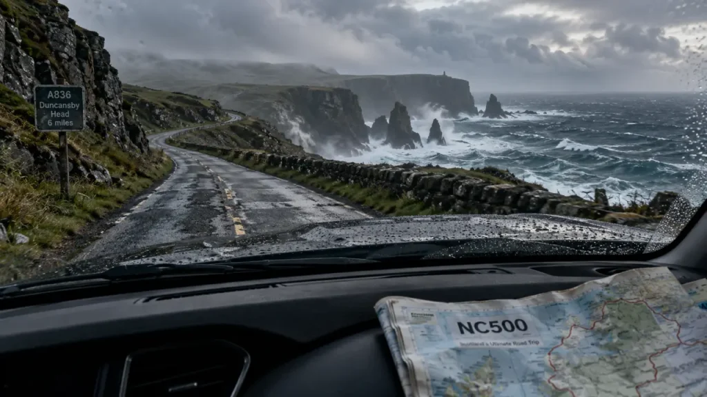 Route 500 écosse carte, Duncansby Head et falaises côtières